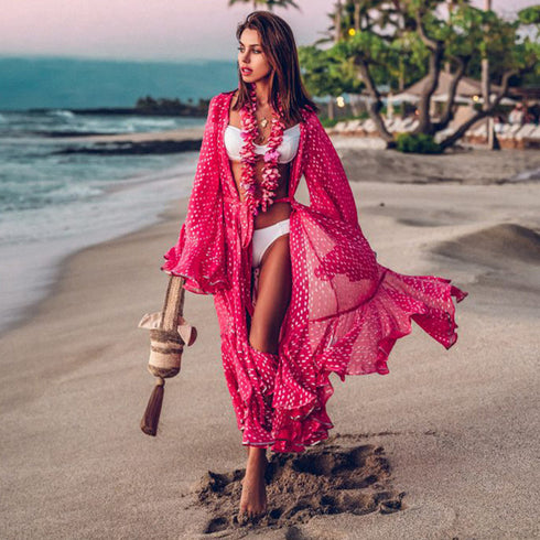 Women Crochet Beach Knitted Beach Cover Up Dress Tunic Long - ROUTINE FASHION